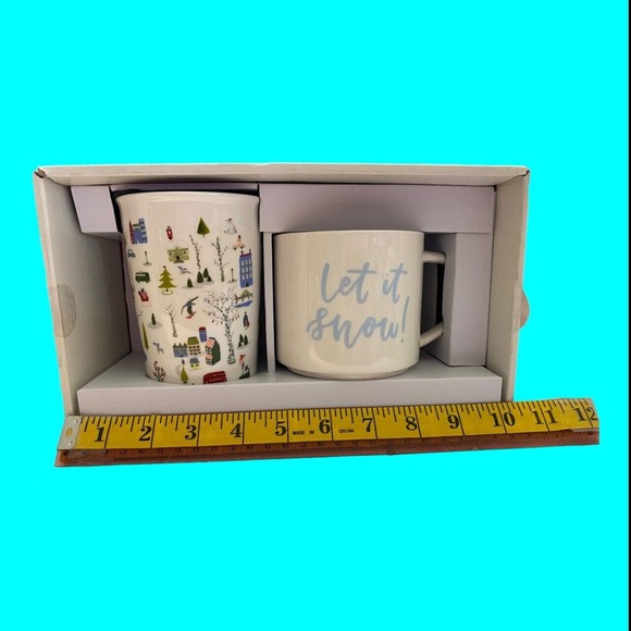 Opalhouse 2 Piece Porcelain City Scene & Let It Snow Classic Mug Box Set Unused - Picture 8 of 15